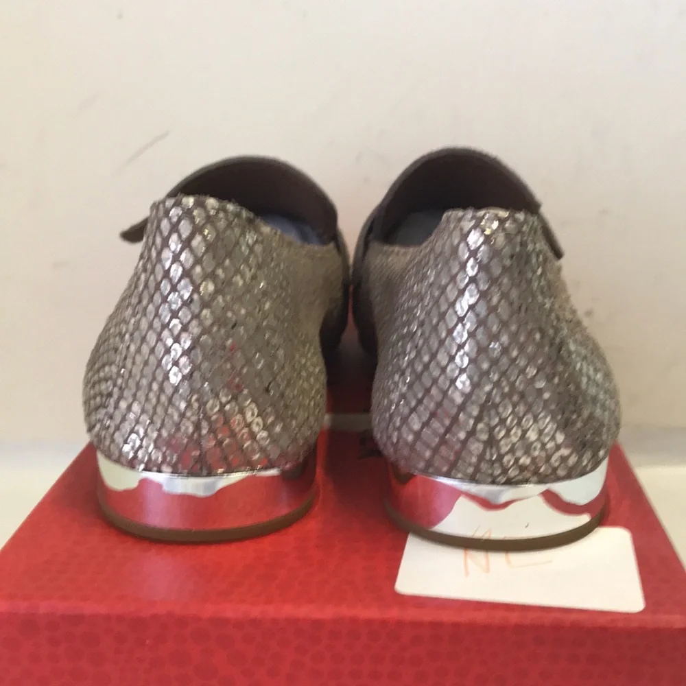 Donald J Pliner Elli Platino Soft Metallic Snake Print Loafer